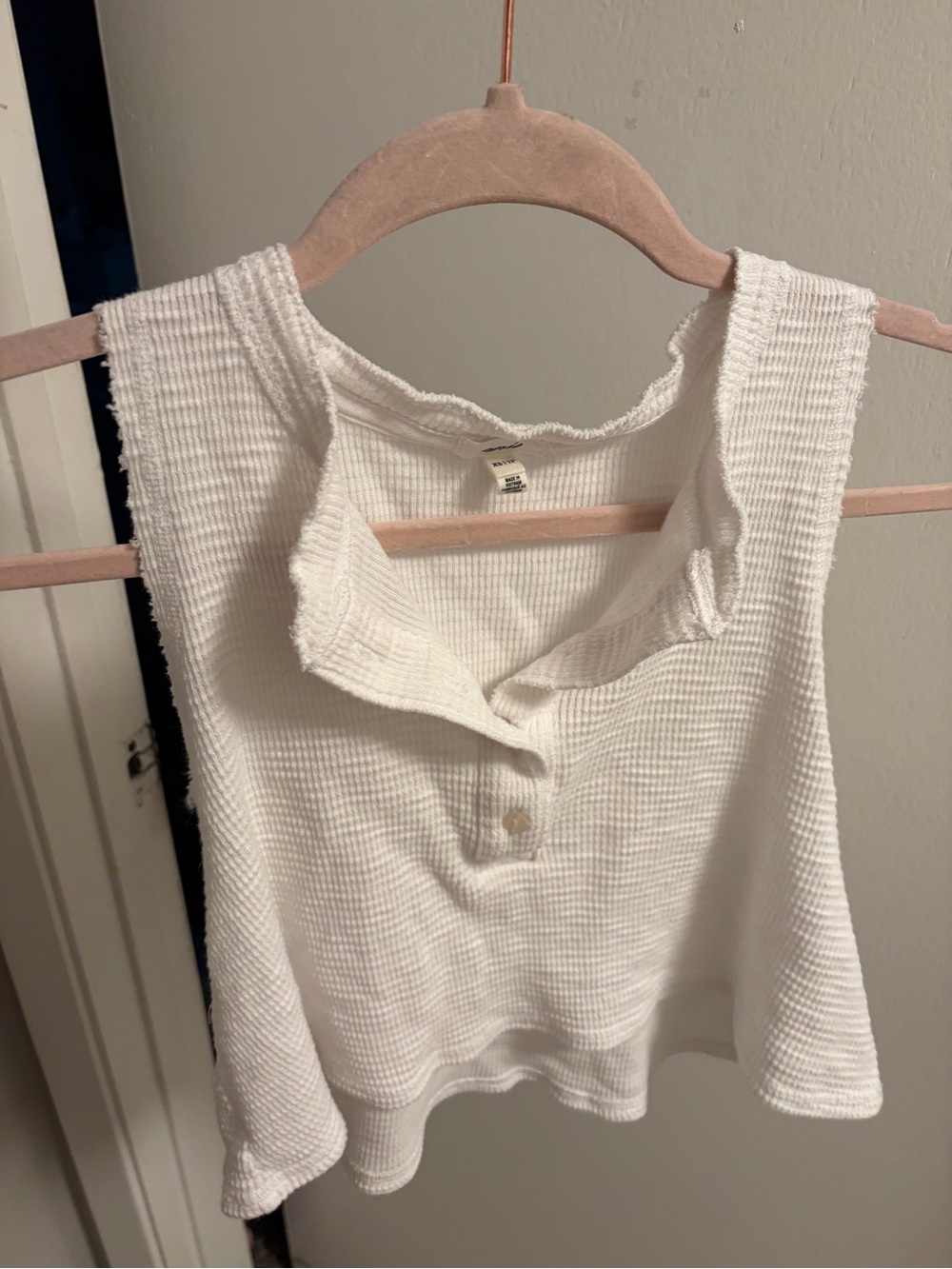 aerie White Waffle Knit Henley Tank Top - Picture 6 of 7